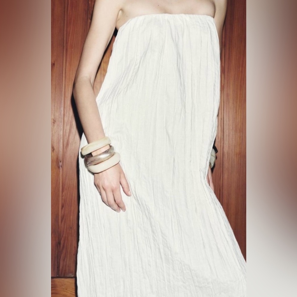 Zara Hemp Elegant White Strapless Dress - Picture 3 of 10
